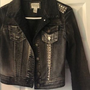 Rocker Faded black jean jacket